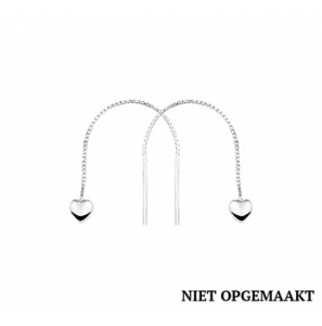 Zilveren doortrekoorbellen RH hartje - 3160358