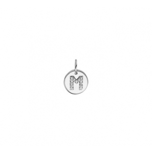 Zilveren hanger RH rond letter M met zirconia - 3160458