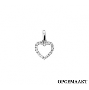 Zilveren hanger RH open hartje met zirconia's - 3160474