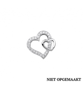 Zilveren hanger RH open hart met zirconia's en klein hartje - 3160479