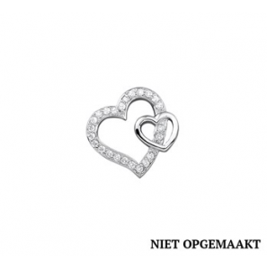 Zilveren hanger RH open hart met zirconia's en klein hartje - 3160479