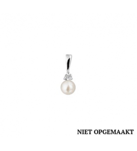 Zilveren hanger RH met zoeterwaterparel en zirconia - 3160484