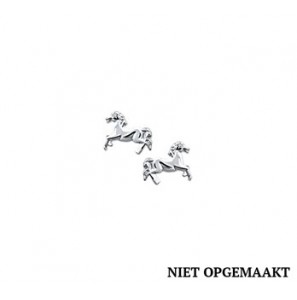 Zilveren oorknop kind RH paard - 3160487