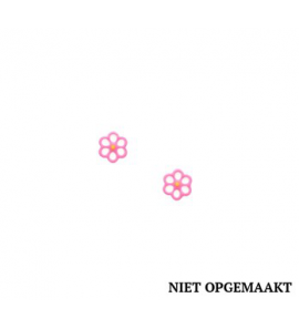 Zilveren oorknop kind RH bloem roze/wit - 3160495