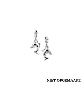 Zilveren oorknop kind RH hangers dolfijn. - 3160499