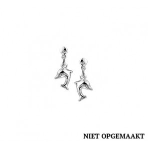 Zilveren oorknop kind RH hangers dolfijn. - 3160499