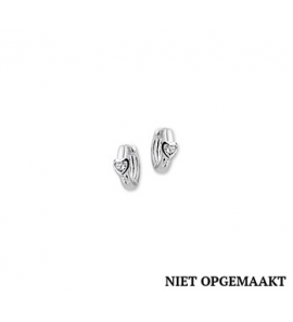 Zilveren klapcreool kind RH met hartje/zirconia - 3160505