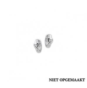 Zilveren klapcreool kind RH met hartje/zirconia - 3160505