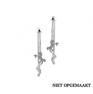 Zilveren oorknop/hang kind RH paardjes - 3160512