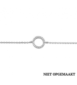 Zilveren armband anker RH met rondje/zirconia 15,5-18 cm - 3160532