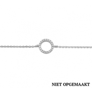 Zilveren armband anker RH met rondje/zirconia 15,5-18 cm - 3160532