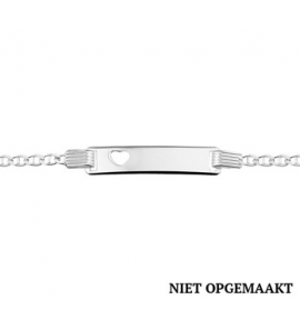 Zilver plaatarmbandje RH met uitgestanst hartje 16-18 cm - 3160546