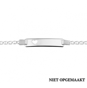Zilver plaatarmbandje RH met uitgestanst hartje 16-18 cm - 3160546
