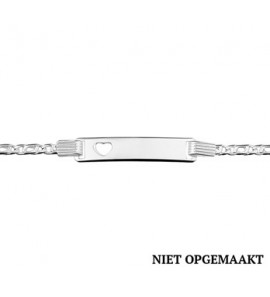 Zilver plaatarmbandje RH met uitgestanst hartje 16-18 cm - 3160547
