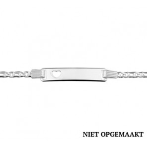 Zilver plaatarmbandje RH met uitgestanst hartje 16-18 cm - 3160547