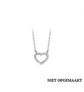 Zilveren anker collier RH met open hartje/zirconia 40+4 cm - 3160566