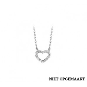 Zilveren anker collier RH met open hartje/zirconia 40+4 cm - 3160566