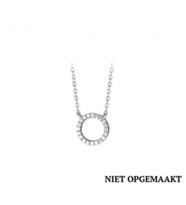 Zilveren anker collier RH met open rondje/zirconia 40+4 cm - 3160567