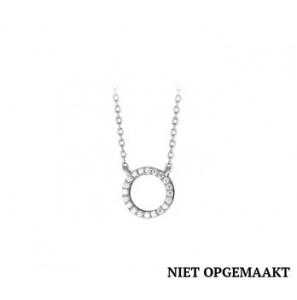 Zilveren anker collier RH met open rondje/zirconia 40+4 cm - 3160567