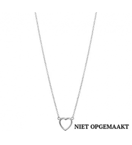 Zilveren anker collier RH met open hartje 41+4 cm. - 3160568