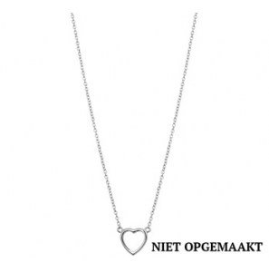 Zilveren anker collier RH met open hartje 41+4 cm. - 3160568