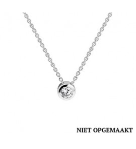 Zilveren anker collier RH met zirconia solitair 41+4 cm - 3160570