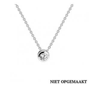 Zilveren anker collier RH met zirconia solitair 41+4 cm - 3160570