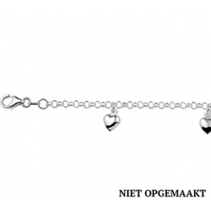 Zilveren jasseron armband RH met 3 hartjes 15 cm - 3160575