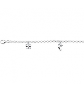 Zilver RH jasseron armband met 3 bedels vlinder/dolfijn/hartje 15 cm - 3160577