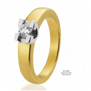 ID Geelgouden ring bicolour solitair met briljant 0,05 crt - 3160800