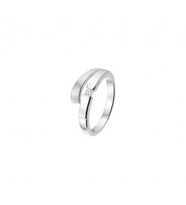 Zilveren damesring RH mat/glans met zirconia maat 17,5 - 3160725