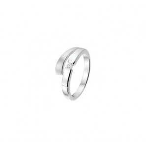 Zilveren damesring RH mat/glans met zirconia maat 17,5 - 3160725