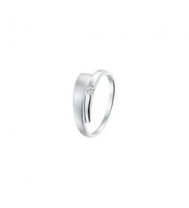 Zilveren damesring RH mat/glans met zirconia maat 17½ - 3160726