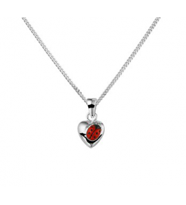 Zilver kindercollier RH met hartje/lieveheersbeestje 36+4 cm - 3160728