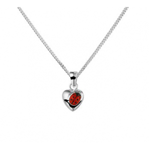 Zilver kindercollier RH met hartje/lieveheersbeestje 36+4 cm - 3160728
