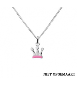Zilver kindercollier RH met kroontje/zirconia 36+4 cm - 3160731