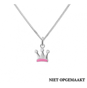Zilver kindercollier RH met kroontje/zirconia 36+4 cm - 3160731