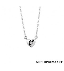 Zilver kindercollier RH met hart/zirconia 36+4 cm - 3160732