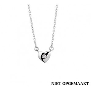 Zilver kindercollier RH met hart/zirconia 36+4 cm - 3160732