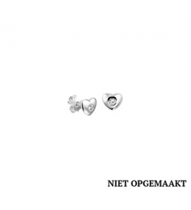 Zilveren kinderoorknop RH hartje/zirconia - 3160737