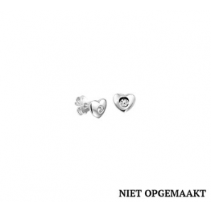 Zilveren kinderoorknop RH hartje/zirconia - 3160737