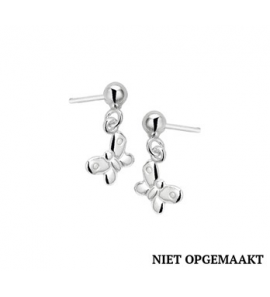 Zilveren kinderoorknop RH met hangertje vlinder - 3160738