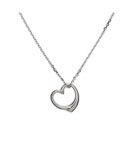 Zilver anker collier1,3 mm RH met open hartje 41+4 cm - 3160753