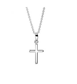 Zilver anker collier1,3 mm RH met kruisje 41+4 cm - 3160754