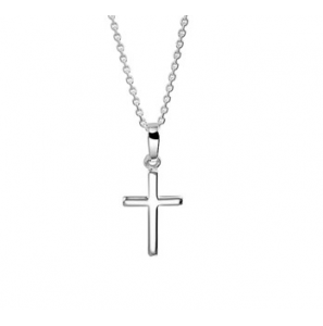 Zilver anker collier1,3 mm RH met kruisje 41+4 cm - 3160754