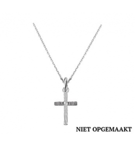 Zilver anker collier1,3 mm RH met bewerkt kruisje 41+4 cm - 3160755