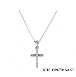 Zilver anker collier1,3 mm RH met bewerkt kruisje 41+4 cm - 3160755