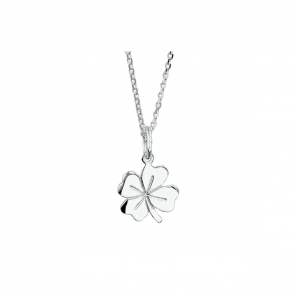 Zilver anker collier1,3 mm RH met klavertje vier 41+4 cm - 3160756