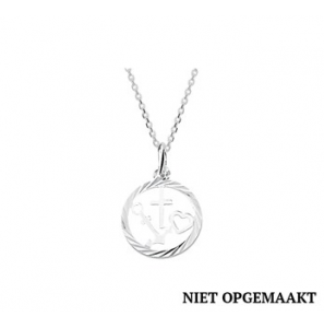 Zilver anker collier1,3 mm RH met geloof, hoop en liefde in rand 41+4 cm - 3160760