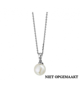 Zilver anker collier1,3 mm RH met zoetwaterparel 41+4 cm - 3160761